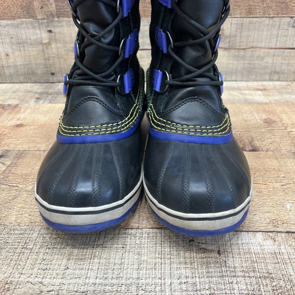 Sorel Waterproof Girls Youth Snow Boots Black/Purple Suede/Rubber Size 6 (38)